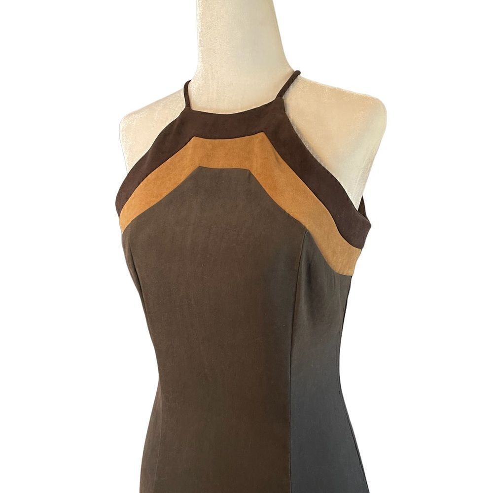 VTG Eleven USA Faux Suede Color Block Sleeveless Dress | SZ S - Picture 7 of 15